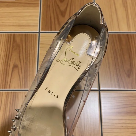 Christian Louboutin PVC Studded Spiked Red Sole Pumps - Picture 4 of 5